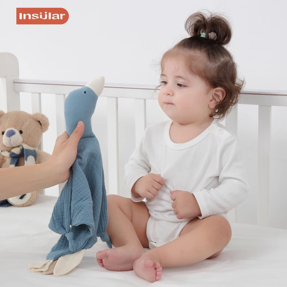 Insular Baby Soother Appease Towel Bib Soft Animal Goose Doll Teether Infants Comfort Sleeping Nursing Cuddling Blanket Toys