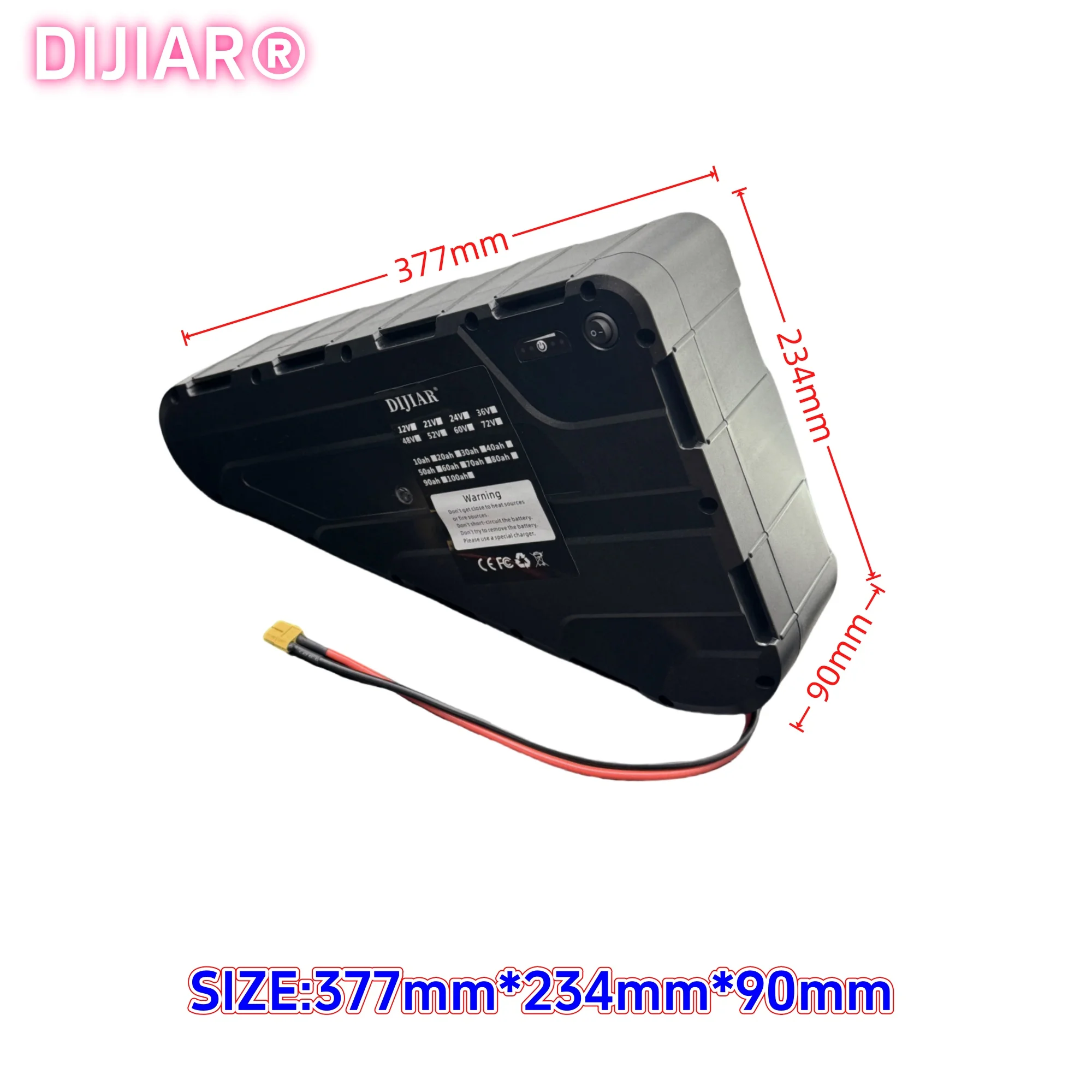 DIJIAR Triangle Battery 52V20AH-60AH Large Capacity, Built in BMS Protection, Air Transport, Application 500W-2000W