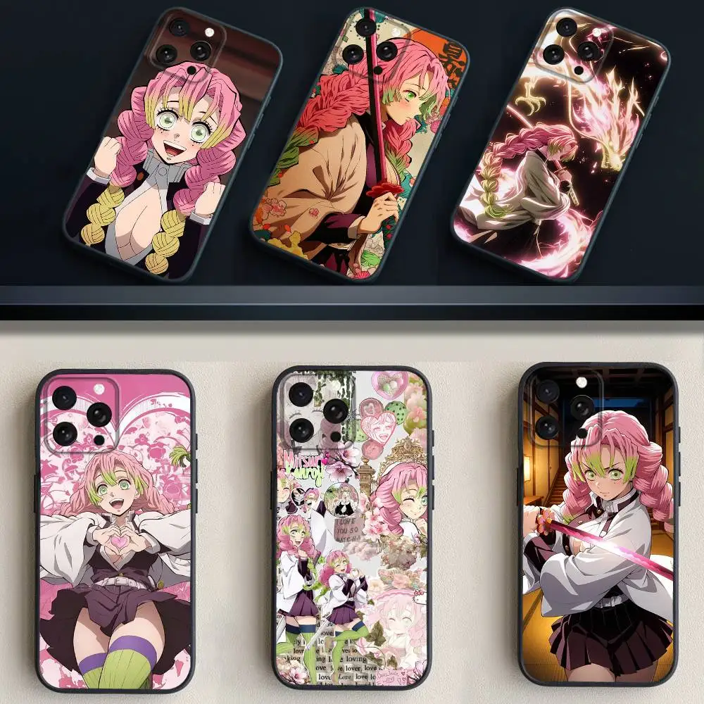 

Mitsuri K-Kanroji Anime Phone Case For iPhone 17,16,15,14,13,12,11 Plus,Pro Max,XS,X,XR,SE,Mini,8,7,Soft Silicone Black Cover