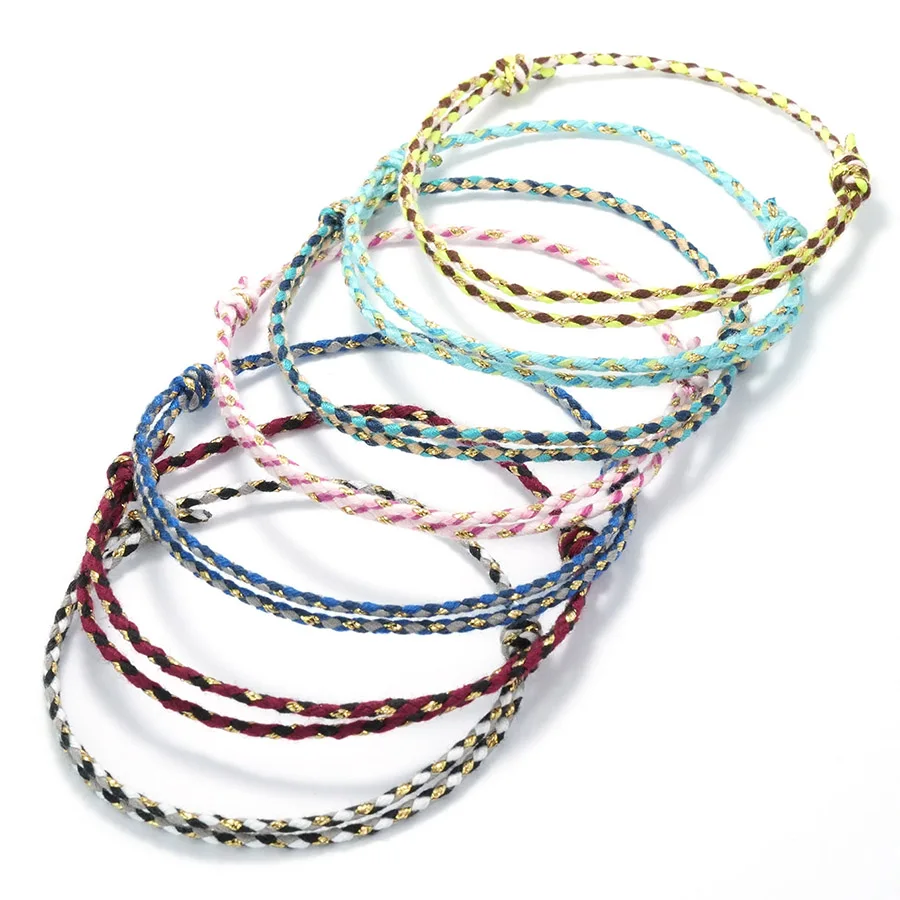 أنيق ملون المنسوجة حبل سوار للجنسين اليدوية خليط قابل للتعديل اختياري طبقة ثنائية سوار الترفيه التخييم زوجين مجوهرات #1