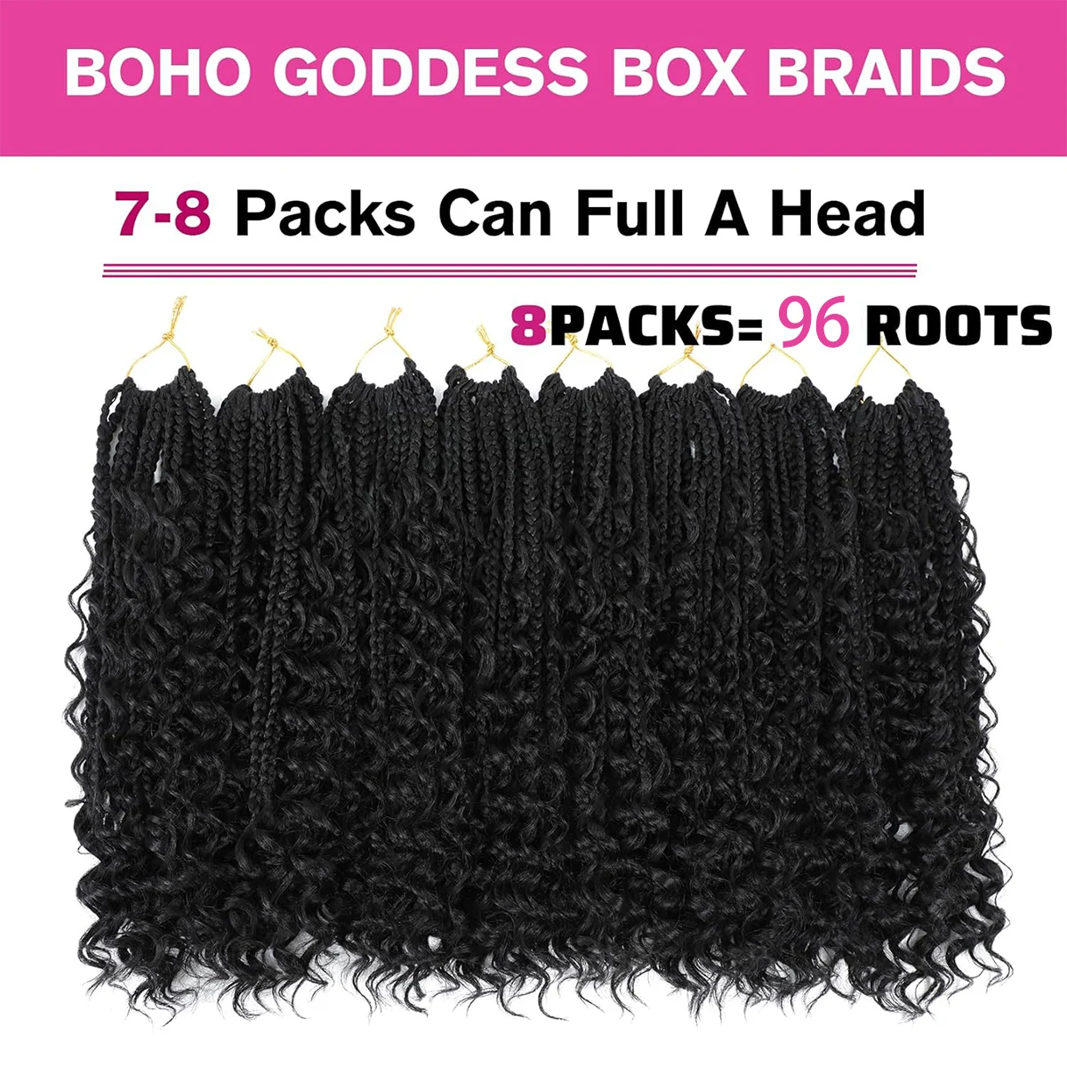 10 Zoll Goddess Box Braids Häkelhaar 1 Packung/Lot synthetische Boho Crochet Box Braids mit Lockenenden Box Braids Haarverlängerungen – Detail 3