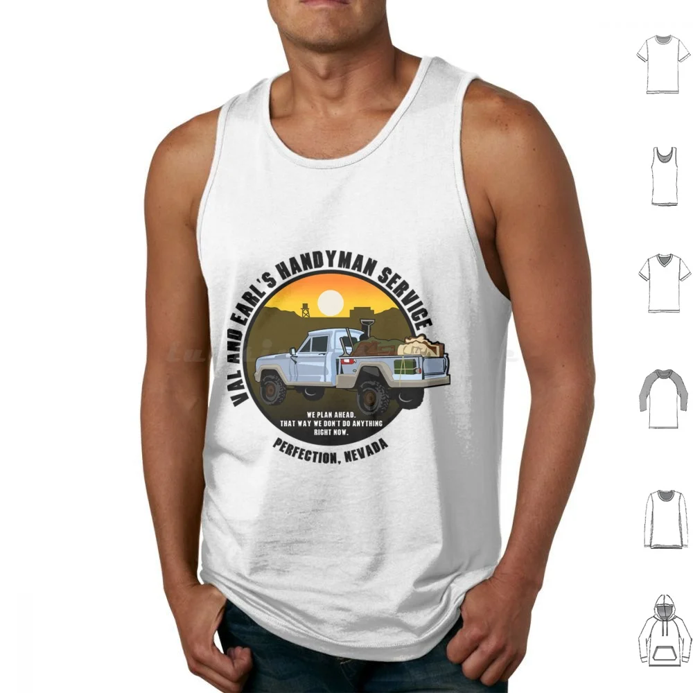 Tremors Tremors-Val And Earl _ S Handyman Service Tank Tops Print Cotton Tremors Graboid Horror Kevin Bacon Graboids Movie