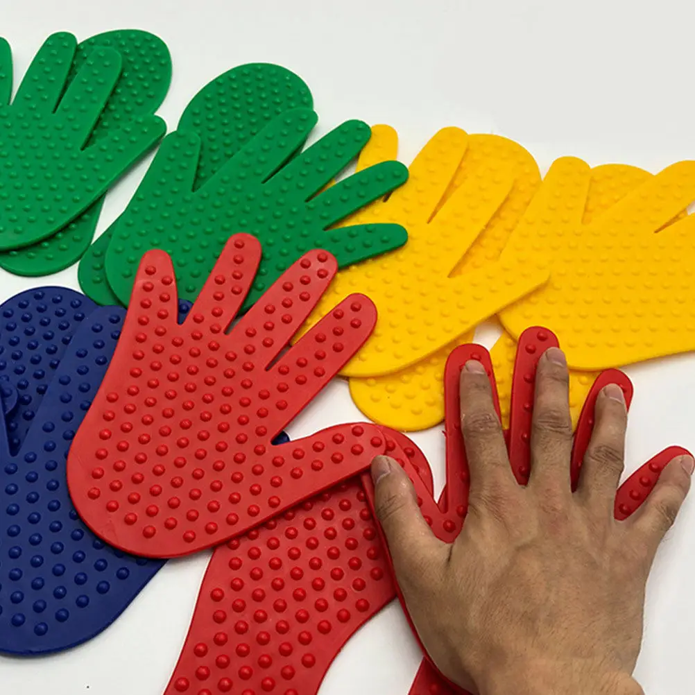 

1Pair Colored Handprint Pacthes Massage Point Sheets Red Coordination Training Prop Educational Supplies for Gift Home