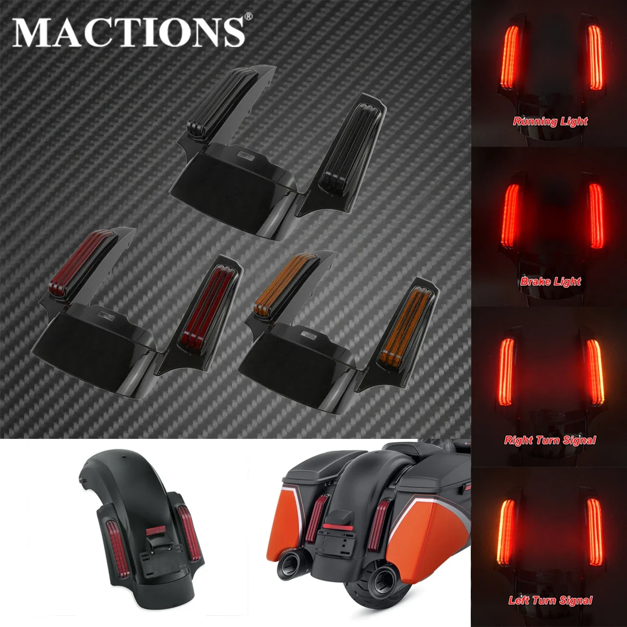 

Motorcycle Rear Fender Extension Fascia LED Brake Light For Harley Touring Road King Street Electra Glide Ultra Limited 2009-21