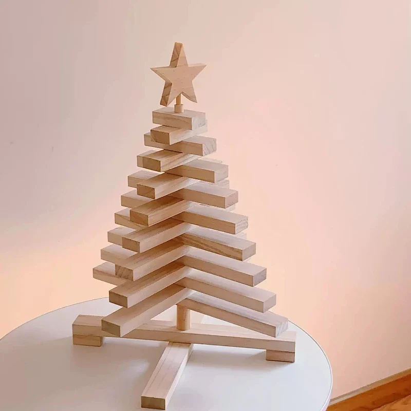 

Wooden Luxury Slim Christmas Tree Artificial Small Christmas Tree Novelty Living Room Enfeites De Natal Christmas Supplies