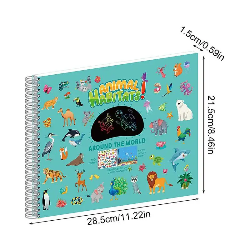 Sticker Activity Book Fun Scene Sticker Book For Children Spirally Bound Preschool Learning Toy For Birthday Children's Day And