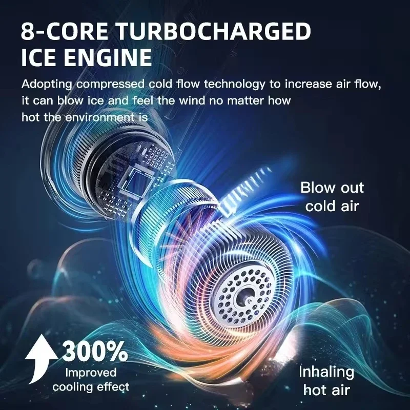 8000mAh معلقة الرقبة مروحة USB المحمولة الخالية من الشفرة صغيرة قابلة للشحن كتم الصوت LED شاشة ديجيتال مراوح كهربائية مبرد الهواء الساخن