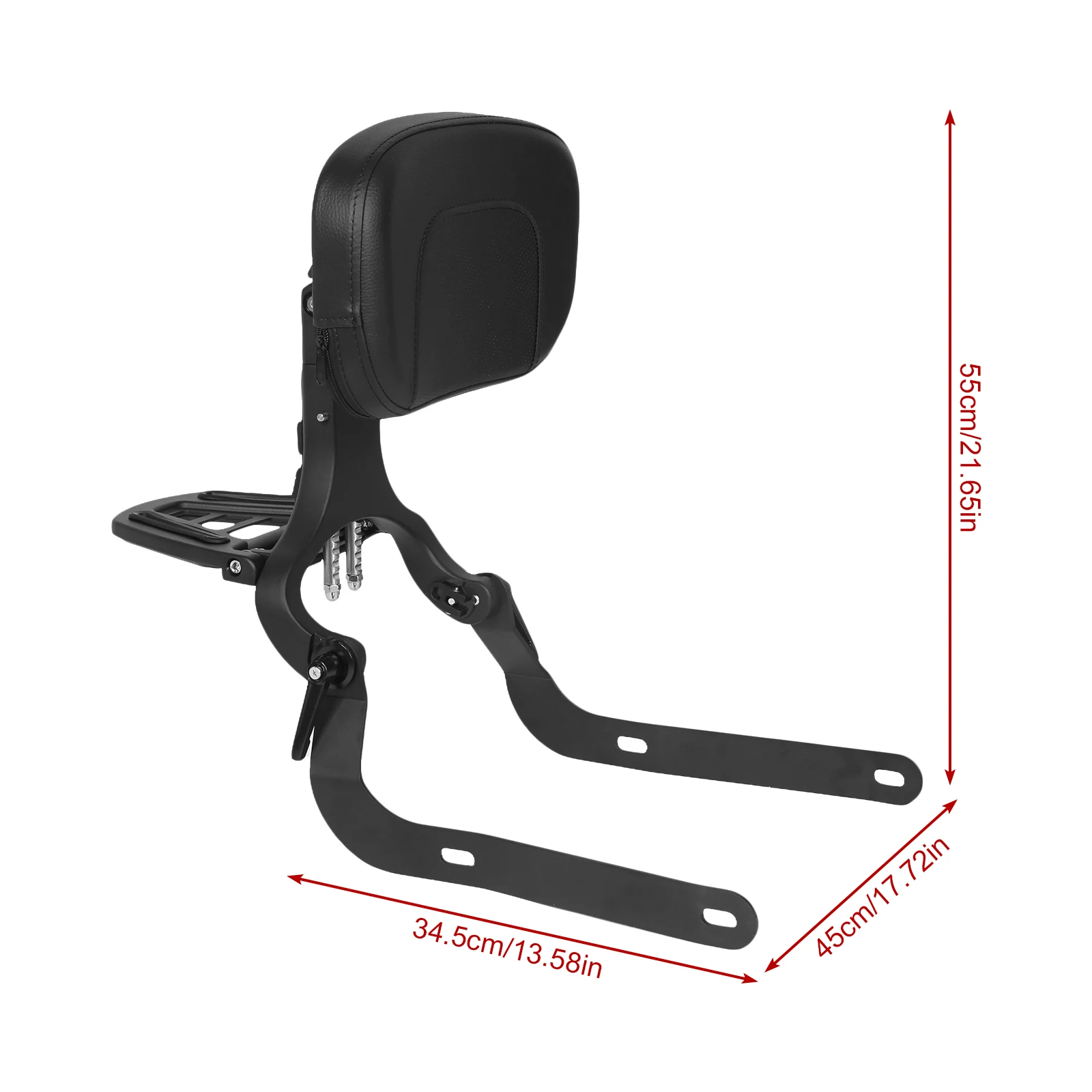 Motorcycle Rider & Passenger Backrest w/Luggage Carrier Rack Detachable Sissy Bar Backrest for Harley 14-22 Street750/500 XG750