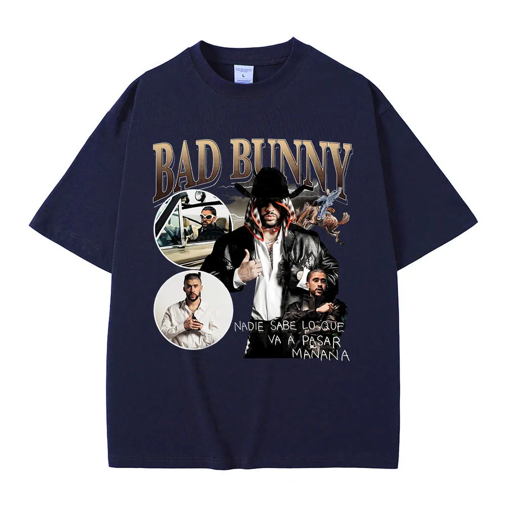 Rapper Bad Bunny Nadie Sabe Lo Que Va A Pasar Mãnana Graphic T-shirt Men's Hip Hop Vintage Short Sleeve Oversized T Shirts Y2K