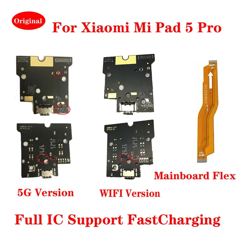 USB Charging Port Dock Board Connector Mainboard Flex Cable Replace Part For Xiaomi Mi Pad 5 Pro 5G Wifi Version