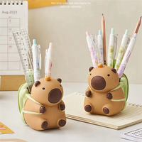 Ultra Capybara-Themed Desk Pen Holder, Resin Craft Cartoon Pencil Storage Box For Home Office