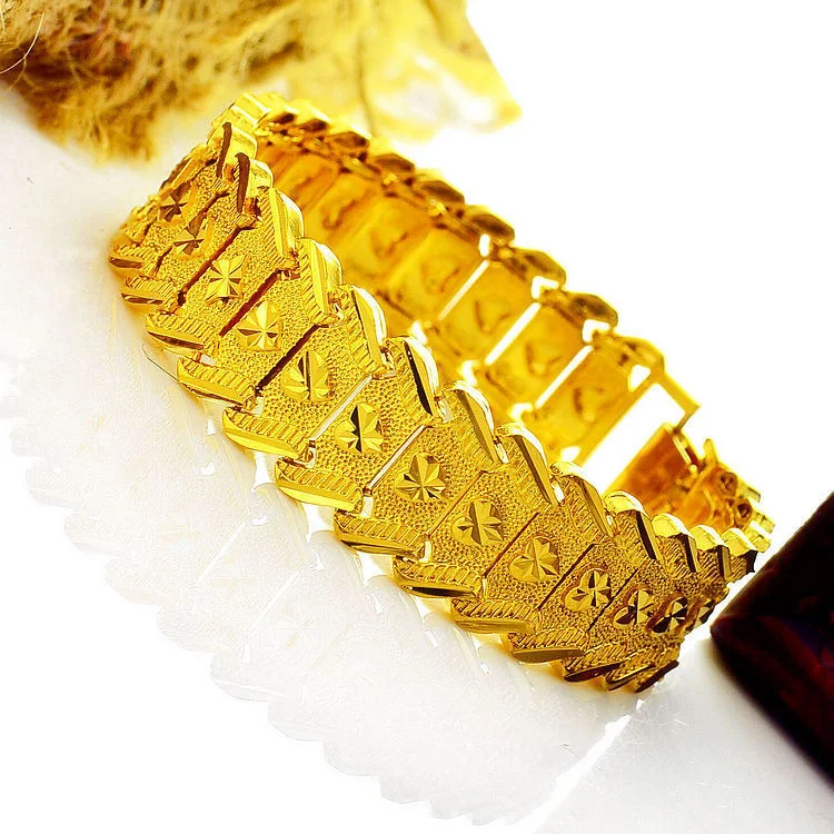 Fashion Luxury Long term European Currency Gold Bracelet Jewelry Jewelry Men's Imitation Gold Wide Edition Bracelet Gift