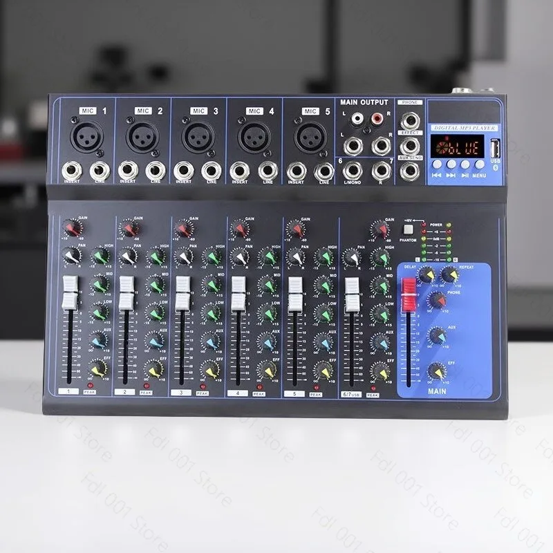 7-Channel Mixer USB Bluetooth Reverb Small Home KTV Computer Recording Stage Effect