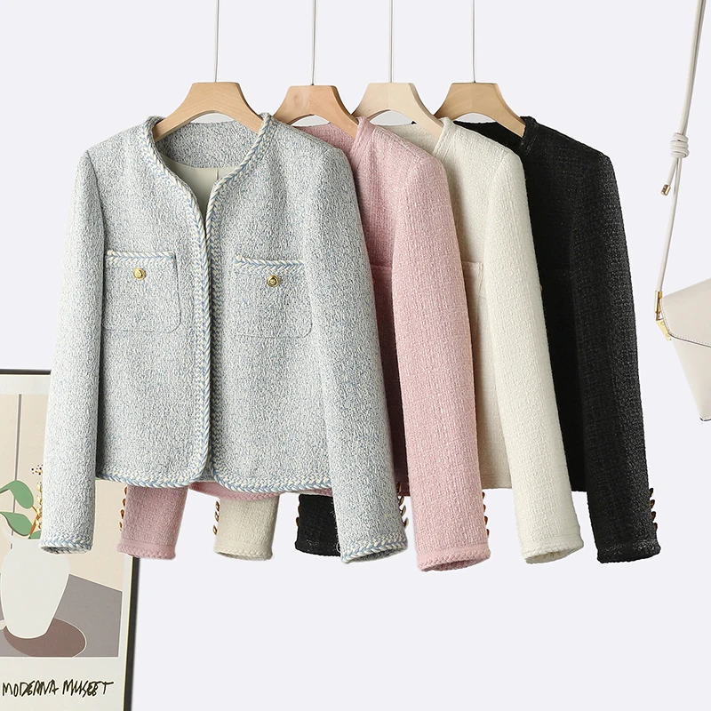 Cardigan Women Open Stitch 20% Wool 80% Polyester Blend Knitted O Neck Pockets 4 Colors Casual Style Classic Design New Fashion