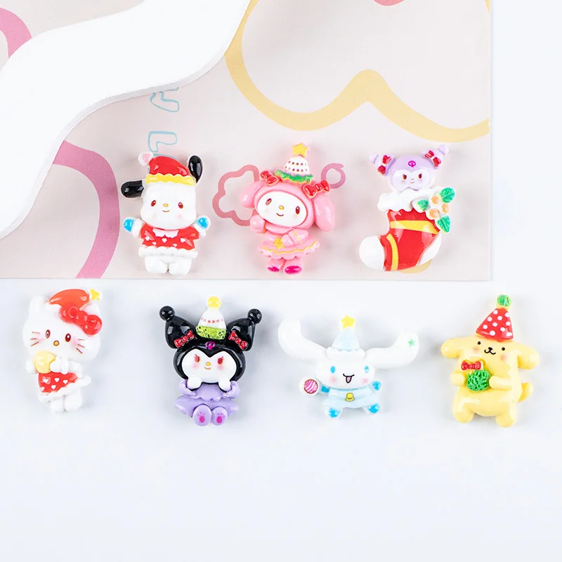 

100pcs Kawaii Cartoon Sanrio Christmas Melody Kulomi Series Flatback DIY for Hairband Phone Case Earring Scrapbook Wholesale