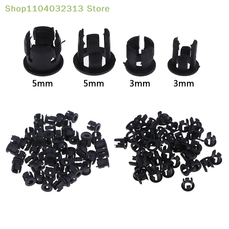 petite50Pcs 3mm/5mm Plastic LED Holders Clips-Bezels Mounts Cases Housings Black 50 pieces of light buckle accessories for sale