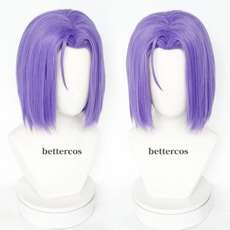 High Quality Rocket James Cosplay Wig Short PurpleHeat Resistant Synthetic Hair Anime Role Play Wigs   Wig Cap