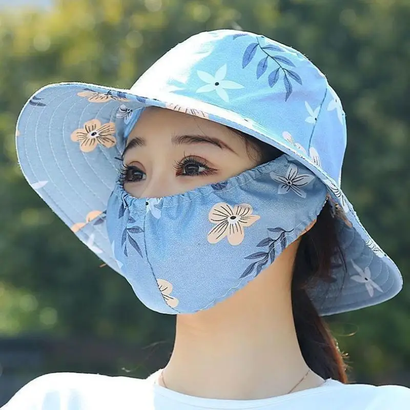 1 Stück Sommer-Damenhut im ländlichen Stil mit Blumenmuster, Maske und modischem Fischerhut – Detail 4