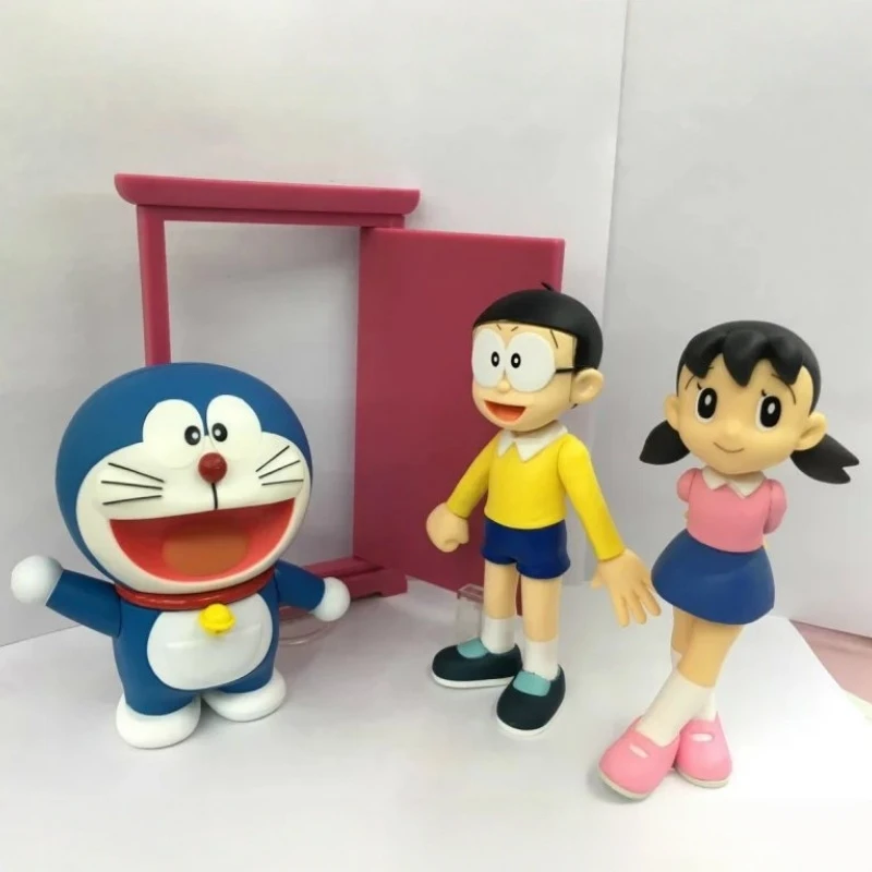 Doraemon figura anime shizuka minamoto modelo bonito decoração de mesa ornamentos brinquedos das crianças estátua móvel presente aniversário