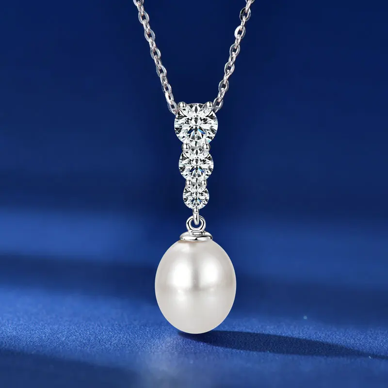 OXTAO لؤلؤ المياه العذبة الطبيعية قلادة القرط للنساء ريال 925 الفضة دمعة قلادة قلادة مجوهرات الأزياء الرائعة