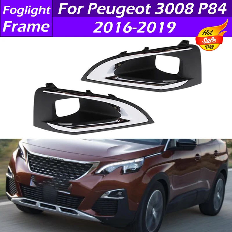 

9817136777 Front Bumper Fog Light Cover Grille Fog Lamp Grilles Trim Foglight Frame For Peugeot 3008 P84 2016 2017 2018 2019