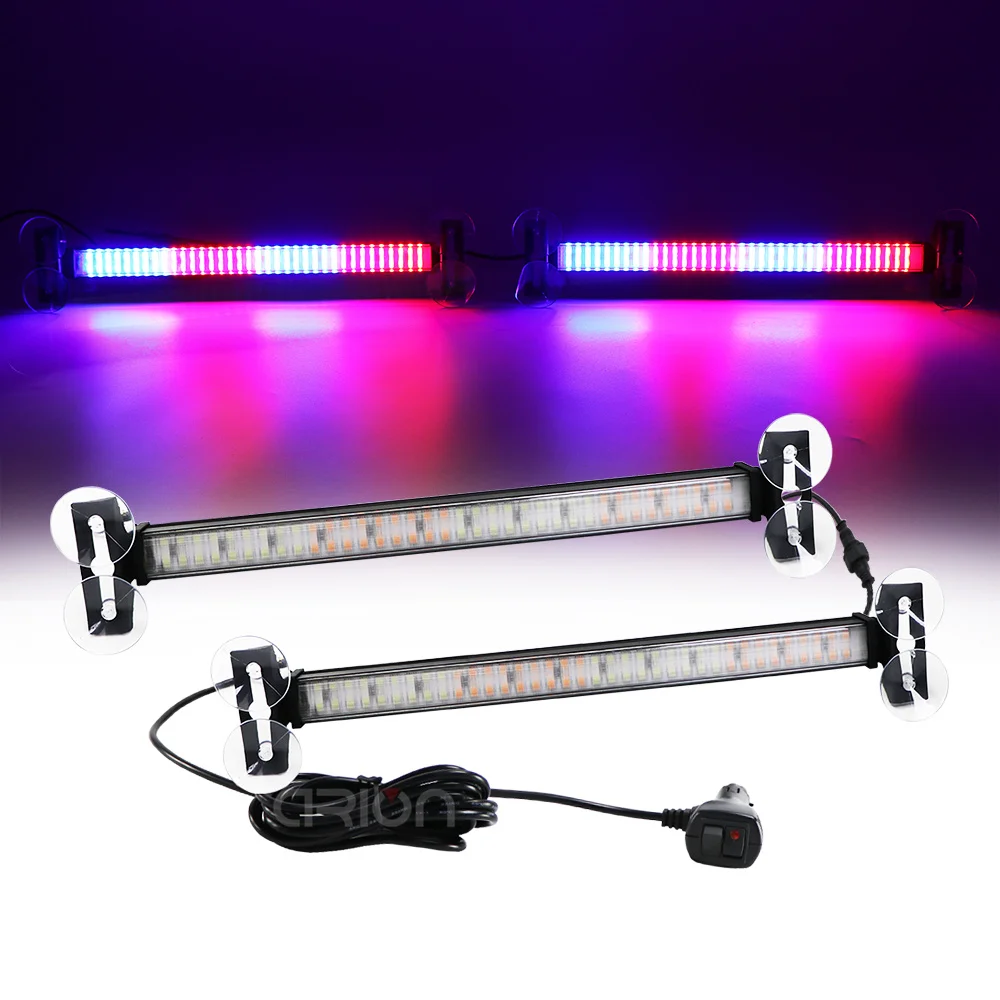 2 in 1 Police LED Strobe Light Car Auto Emergency Warning Lamp 144 Led Windshield Bar Traffic Advisor Flashlight Car Accessories