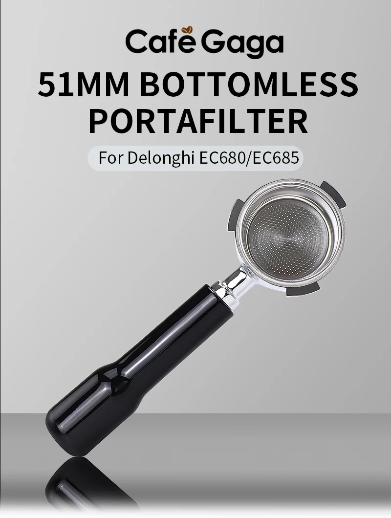 Kaffee Boden Siebträger 51mm Nackt Für Delonghi EC680 EC685 EC200 Filter Korb Espresso Maschine Zubehör Barista Werkzeuge – Detail 2