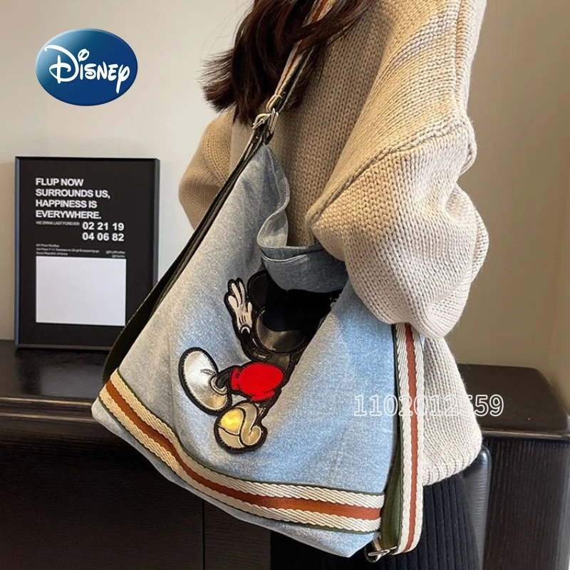 Disney-bolso de hombro de Mickey para mujer, bolso multifuncional de moda, bolso bonito de dibujos animados, gran capacidad, alta calidad