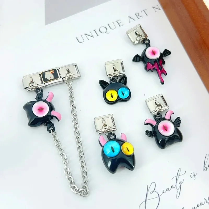 2024 Women’s Fashion Cute Little Devil Italian Charms Links Fit 9mm Modular Constellation Bracelet Stainless Steel Jewelry Bulk