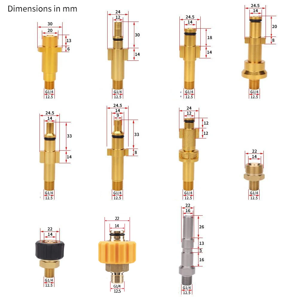 Pressure Washer Quick Connector 1/4 Stainless Steel Adapter To Washer Gun Nozzle Foam Lance Fitting for Karcher Bosch Lavor