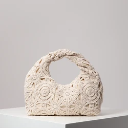 Pattern Hollow Woven Handbag,Bohemia Beach Bags for Women,Crochet Set,Beach Accessories Women,Travel Must Haves(Random Pattern)