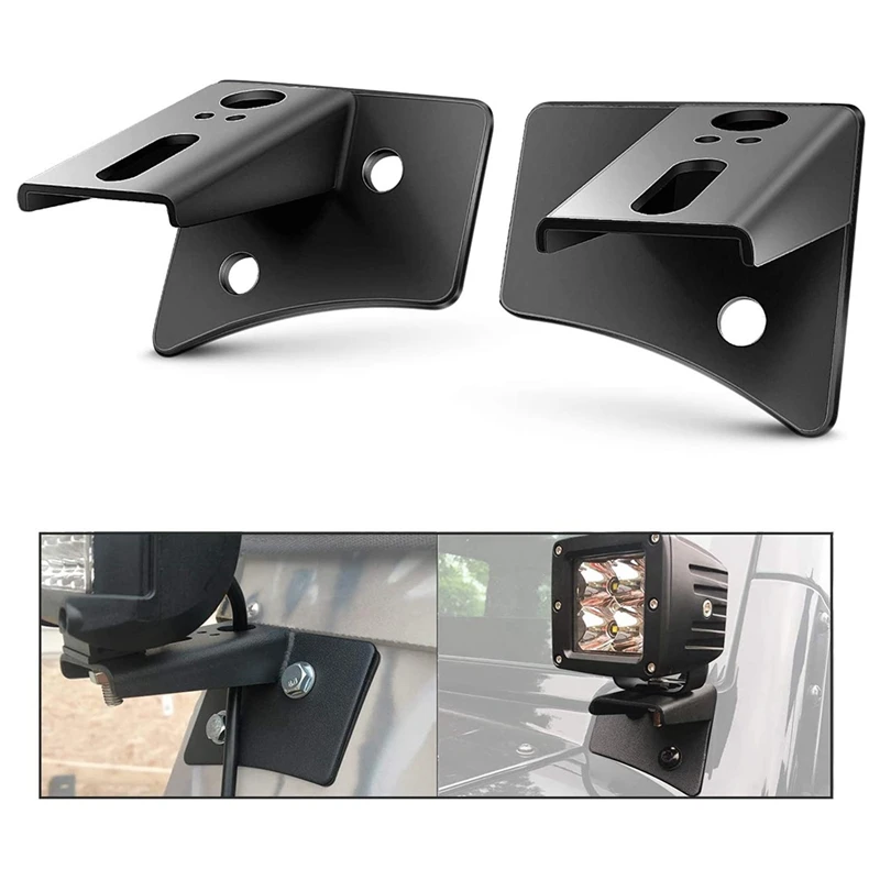 A-Pillar Windshield Hinge Mounting Brackets For Offroad LED Fog Light Halogen Work Light For Jeep Wrangler JK 2007-2017