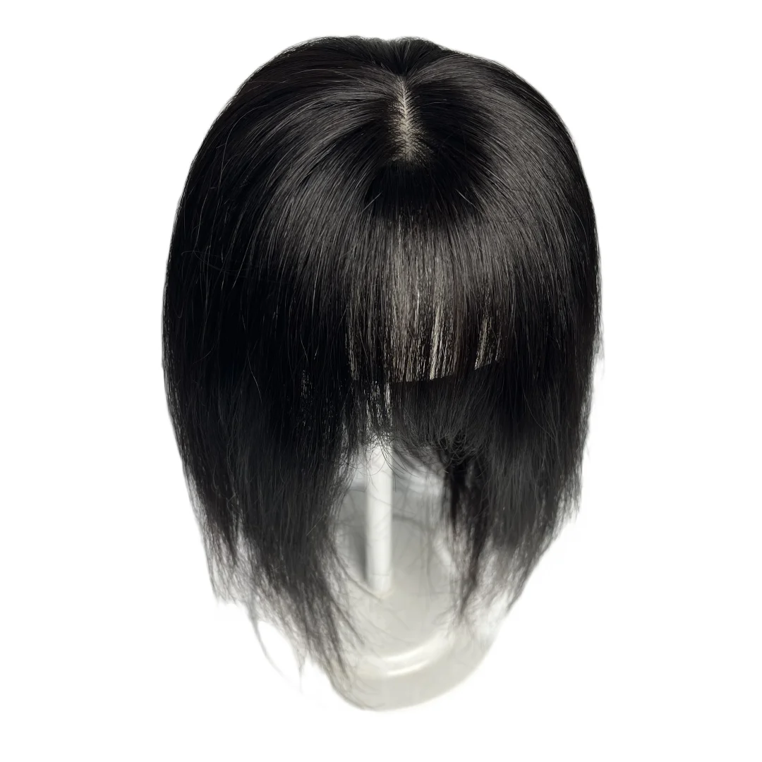 Natuurlijke haartoppers voor vrouwen Echt menselijk haar met luchtpony Braziliaanse clips in haarstukje voor vrouwen Bedekken mild haaruitval