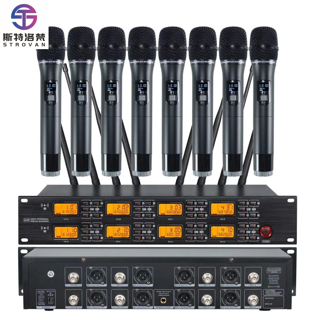 

UR-8000-S 640-690mhz UHF Professional Uhf 8-channel Wireless Microphone 8 Wireless Microphone System