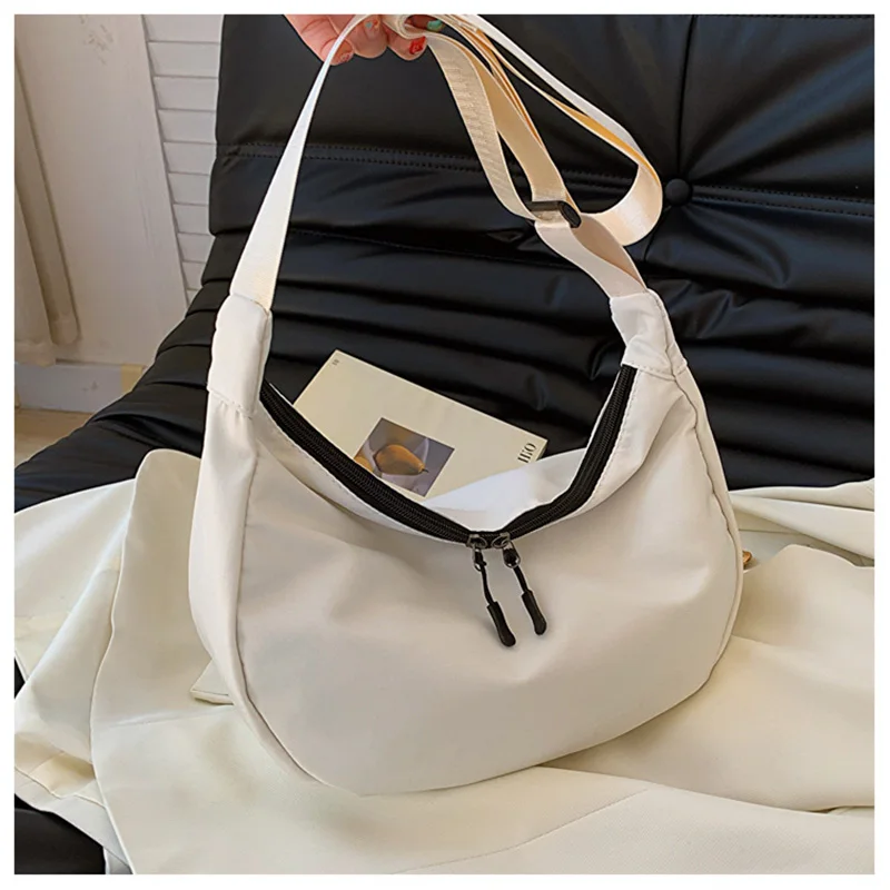 ISKYBOB Women Oxford Cloth Crossbody Dumpling Bag Lightweight Armpit  Bsg with Adjustable Strap Casual Solid Color Bag 2024