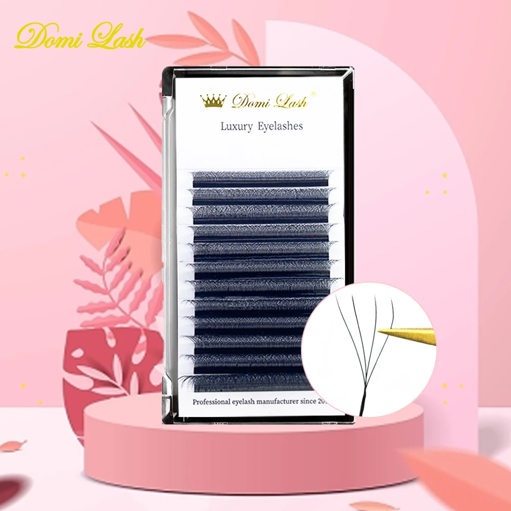 Domi 3D4D5D W Shape Premade Volume Fans Lashes Large Bundle Clover Bloom Natural Soft Dense Natural False Idividual Eyelashes