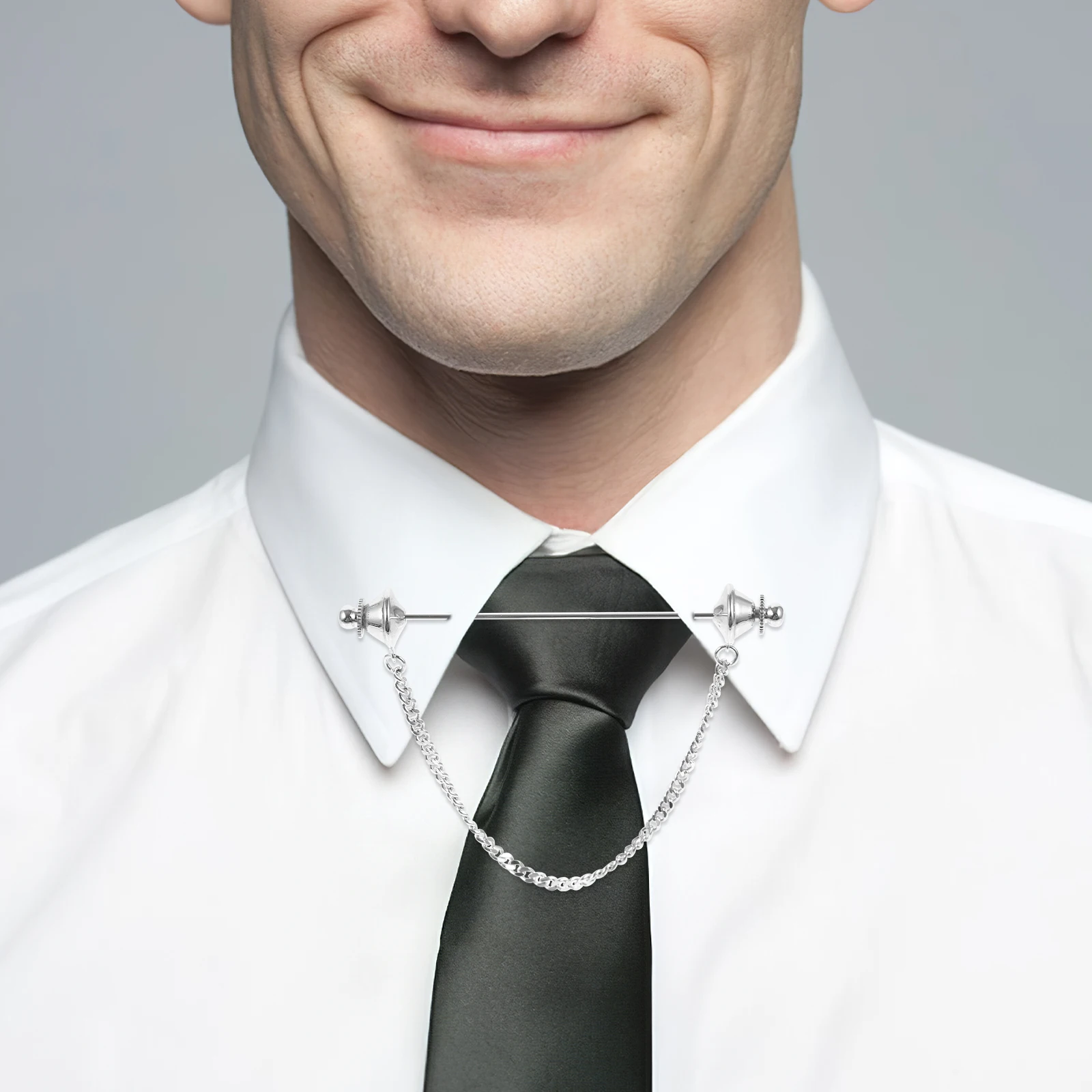 

Decorative Collar Pin Chest Brooch Metal Shirt Collar Bar Chain Men Necktie Pin Elegant Party Banquet Accessory