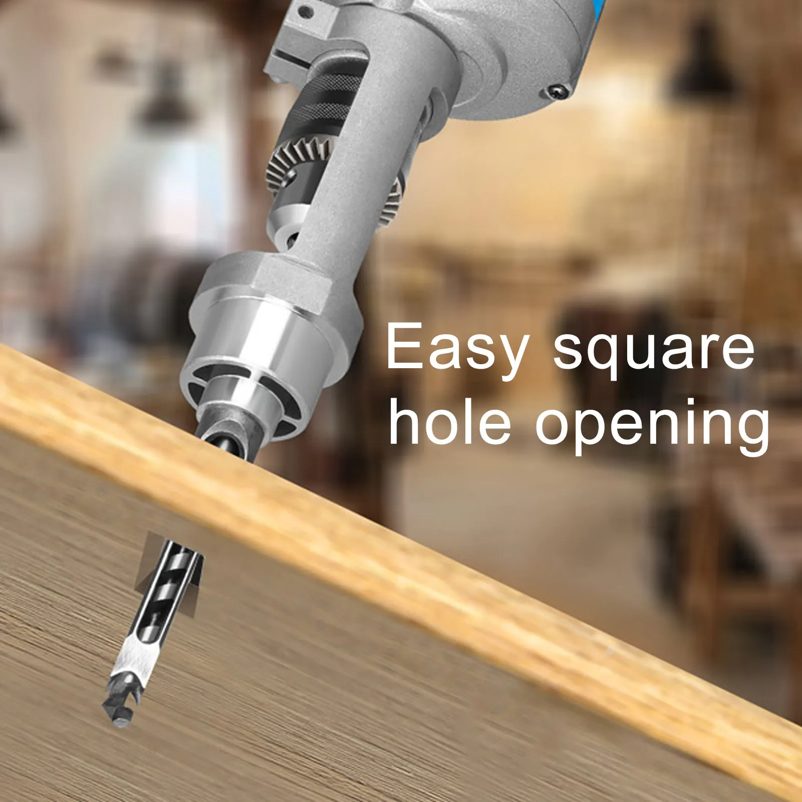 

Hole Drill Fixing Bracket Easy Assembly High Efficiency Squarehole Drill Bit Adapter for Woodworking Projects