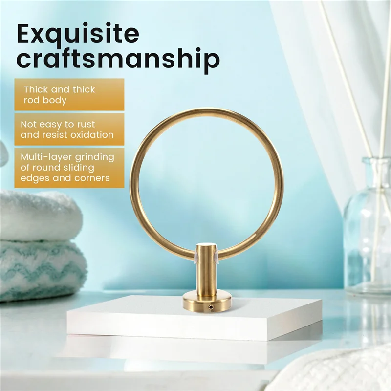 

ABWP-Gold Stainless Steel Towel Holder Bathroom Wall Mounted Round Towel Rings Towel Rack Kitchen Storage Accessories