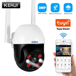 KERUI Tuya 3MP Outdoor PTZ IP WIFI Camera Security Intelligent Auto- Tracking Tuya Cloud Storage CCTV Surveillance Camera