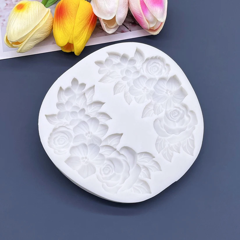 زهرة الورد سيليكون قالب السكر كرافت أدوات الراتنج الشوكولاته كب كيك الخبز فندان أدوات تزيين الكعكة #5