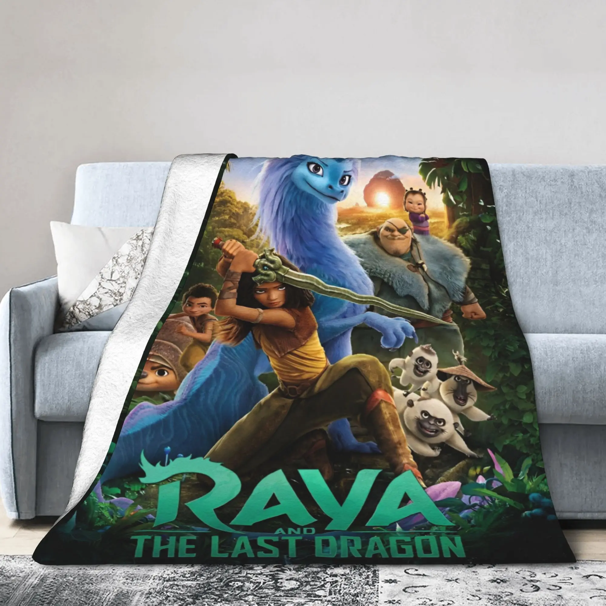 

Raya and The Last Dragon Flannel Blanket Sisudatu Cartoon Fashion Throw Blankets for Home 150*125cm Super Soft