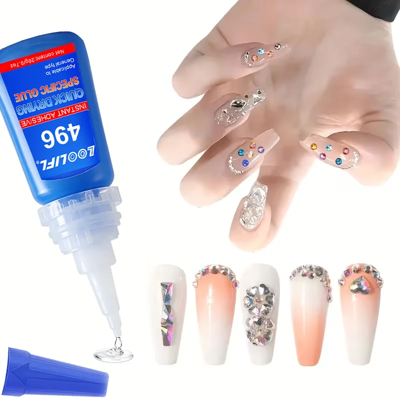 LOOLIFL-Nail Extension Glue, transparent hard glue with super strong adhesion, quick-drying and durable, used for nail enhancement. Suitable for false nail tips, acrylic nails, press-on nails, and false nail art decoration. Remains secure even when washing hands, doing dishes, typing, or doing sports. Specially designed for nail patch decoration