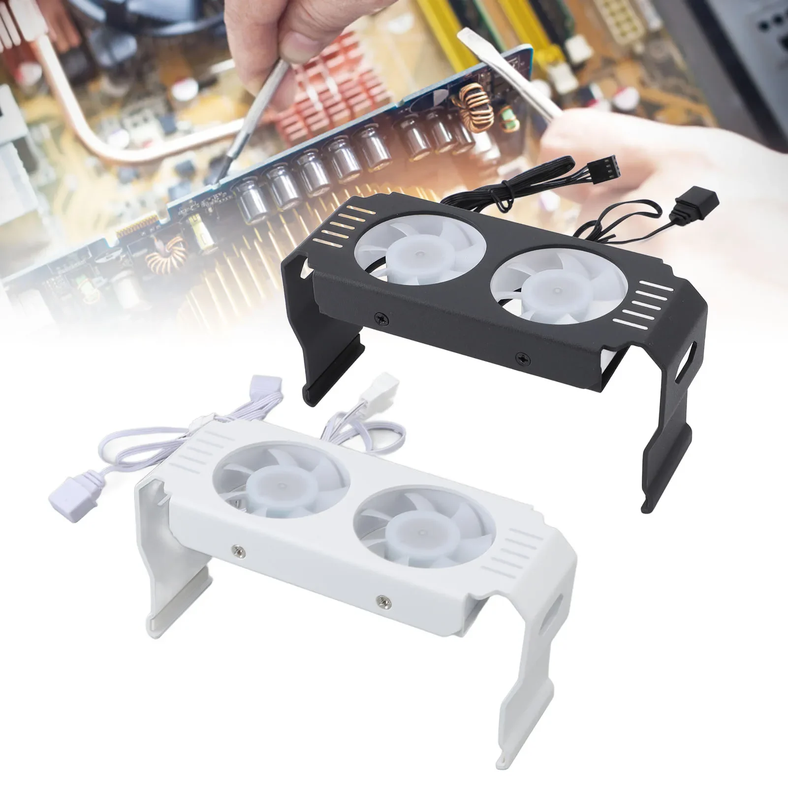 

Кулер для оперативной памяти ARGB с двумя вентиляторами и PWM-контролем температуры для DDR, DDR2, DDR3, DDR4, DDR5