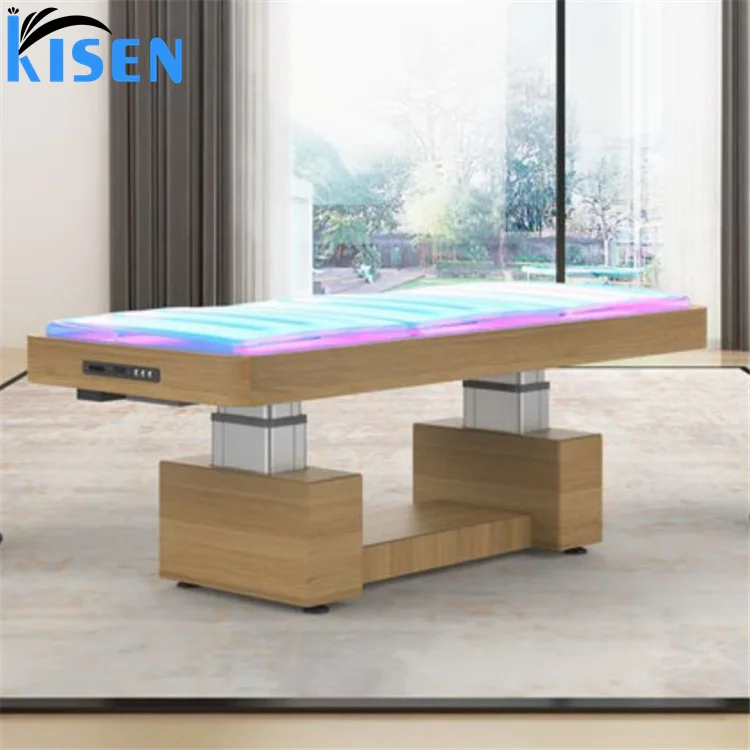 Kisen Wholesale Modern   Salon Furniture White Facial Barber Massage Bed Electric Facial Bed Table Spa Treatment Bed