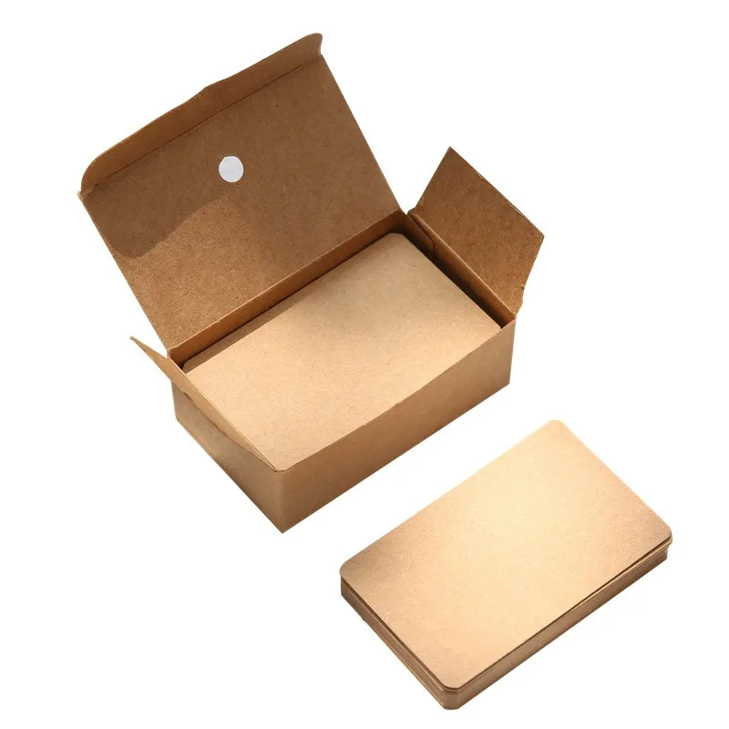 Caja de tarjetas de papel Kraft en blanco, tarjetas de visita, mensaje de agradecimiento, tarjeta de escritura, etiqueta, marcador, tarjeta de aprendizaje para pintar, 100 unids/lote