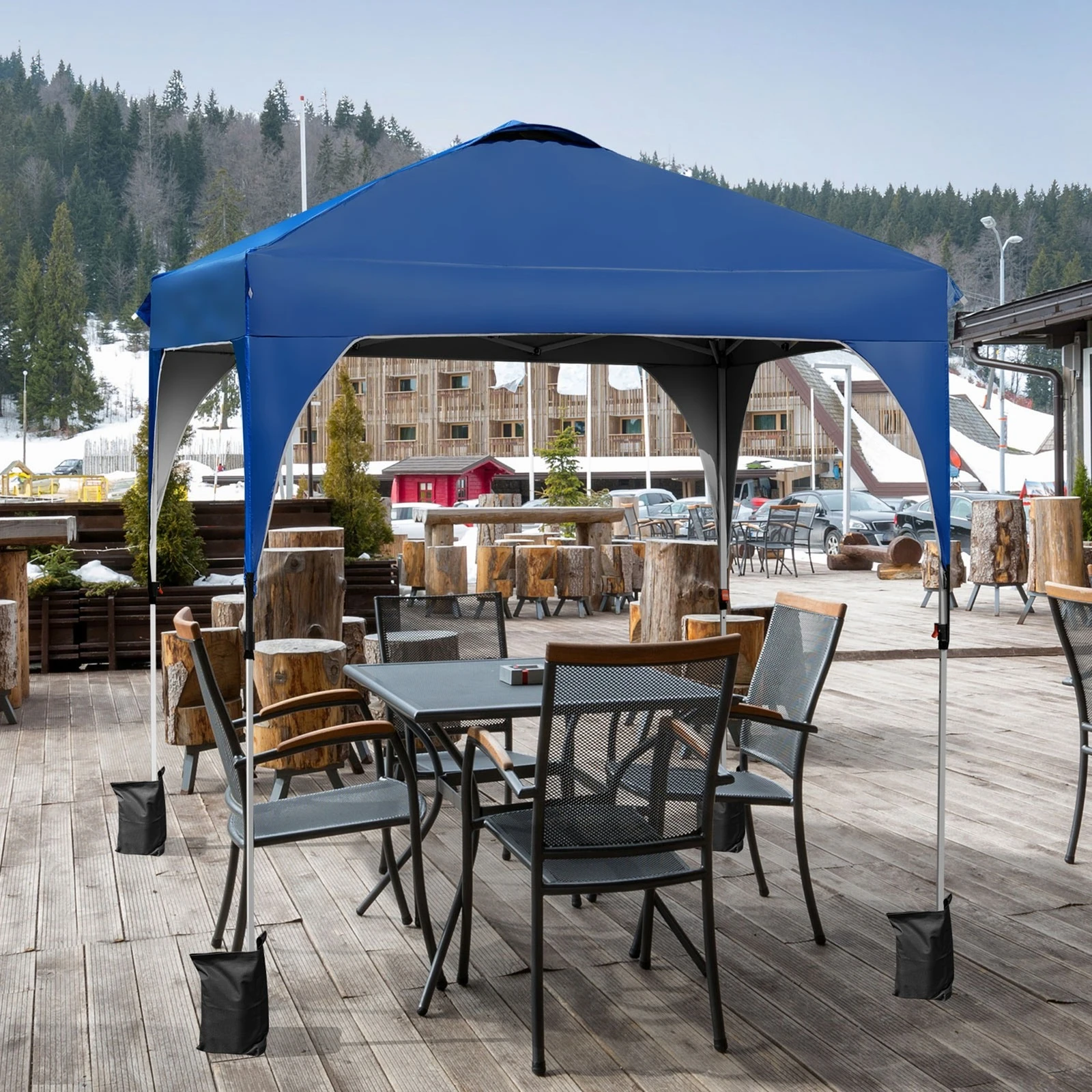 

6.6x6.6 FT Pop up Canopy Tent Shelter Height Adjustable w/ Roller Bag Blue