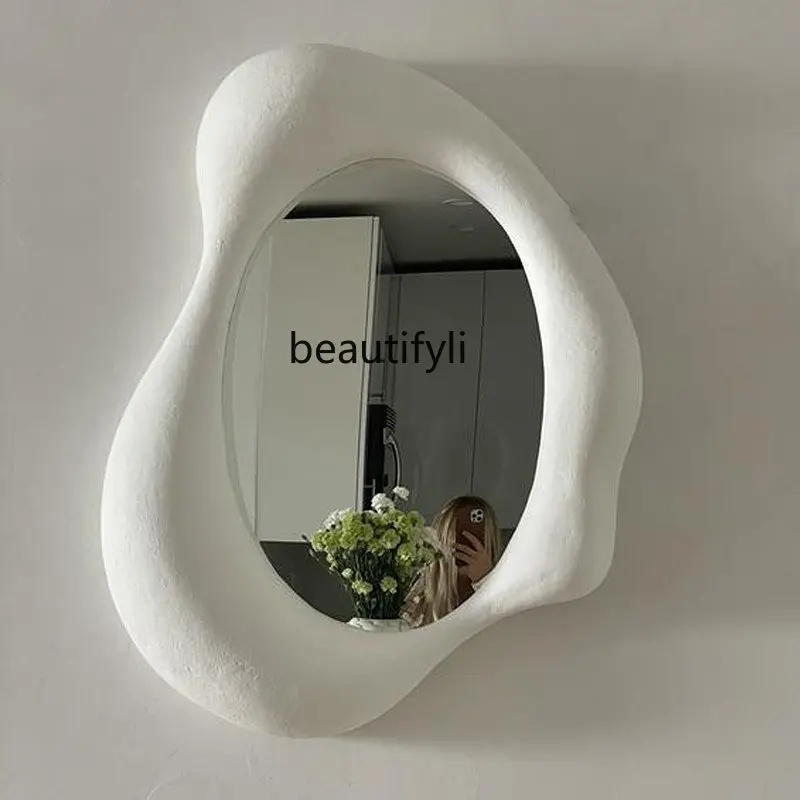 

European Style Hallway Mirror Light Luxury Background Wall Simple Shaped Makeup Mirror Ins Wall Hanging Creative Mirror