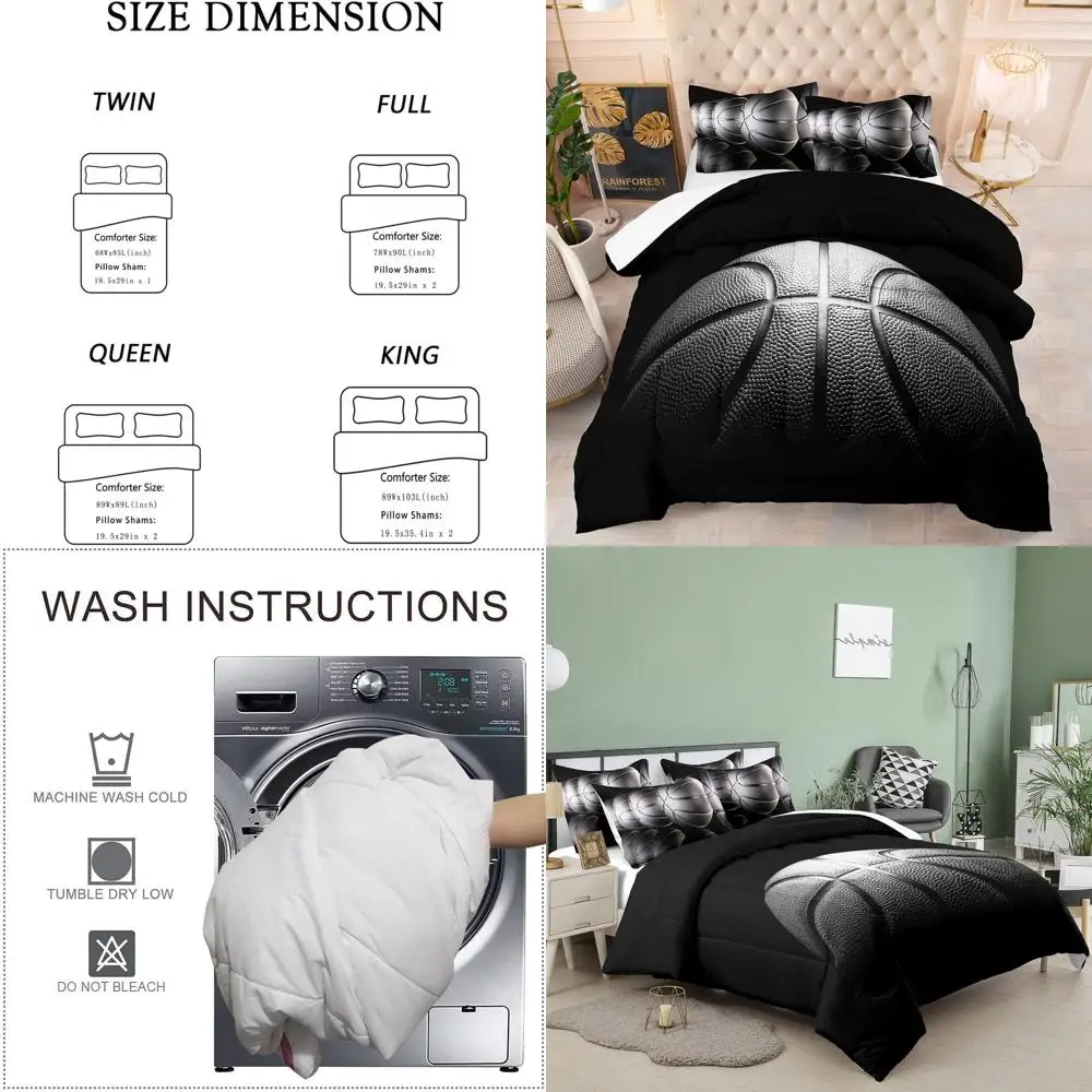 

Queen Size Basketball Theme Bedding Set for Boys with 2 Pillowcases