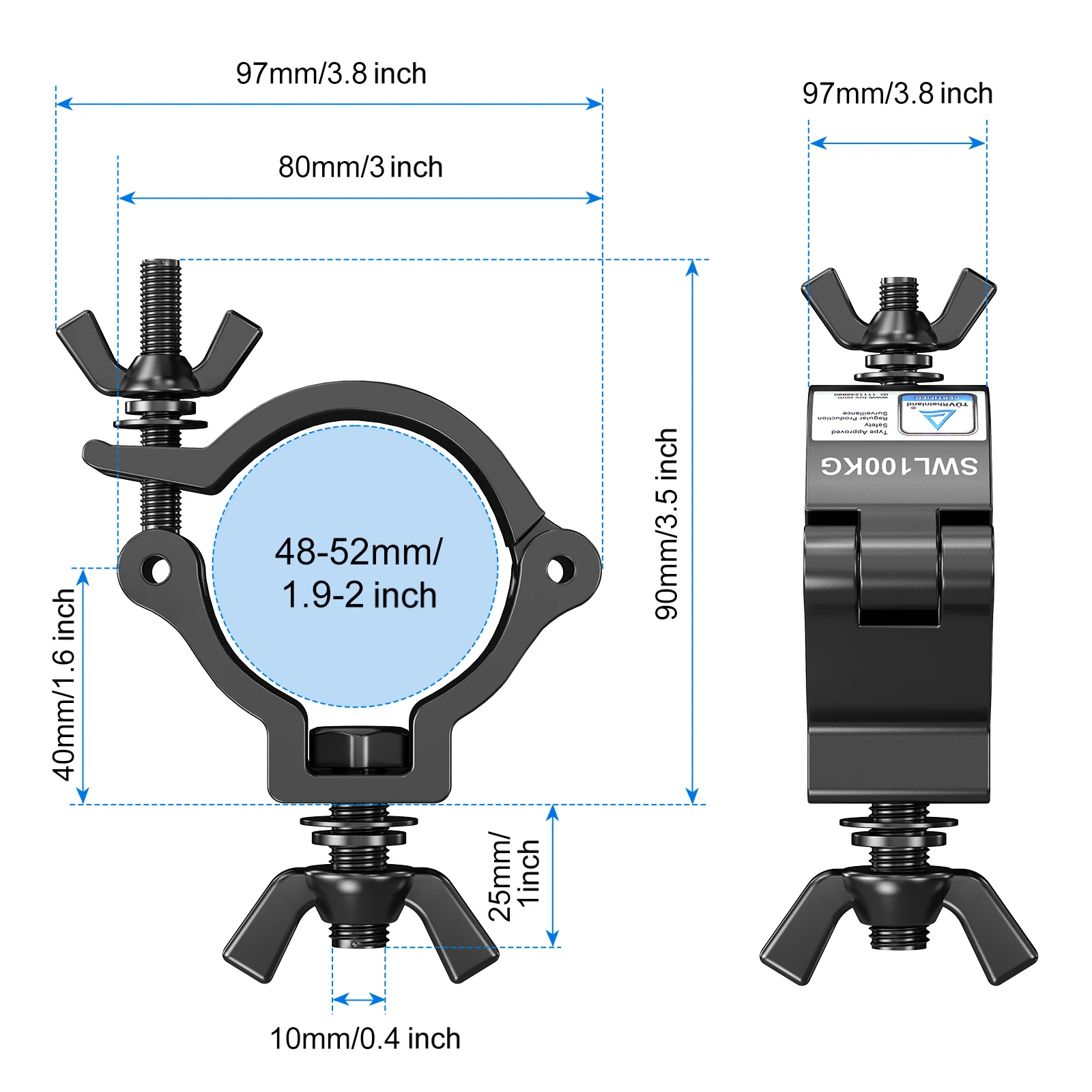 Yiflamefly 10Pcs Black Truss Clamps Heavy Duty Light Hook Stage Lighting Hanging Hooks For String Lights Projector Par Lights
